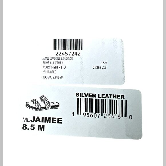 Marc Fisher Womens Silver Leather Espadrille Platform Slide Sandals Sz 8.5 New - Picture 6 of 11